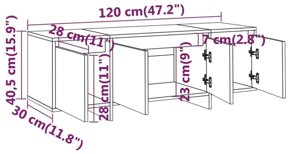 Έπιπλο Τηλεόρασης Sonoma Δρυς 120x30x40,5 εκ. Επεξ. Ξύλο - Μπεζ