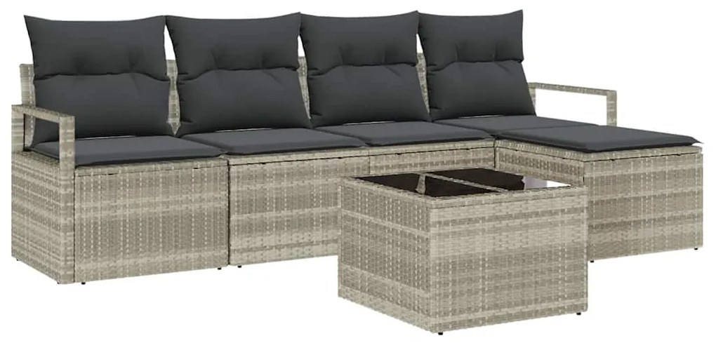 vidaXL Σετ Καναπέ Κήπου 6 pcs Ανοιχτό γκρι Πολυ ράταν