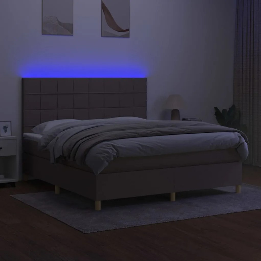 ΚΡΕΒΑΤΙ BOXSPRING ΜΕ ΣΤΡΩΜΑ &amp; LED TAUPE 160X200 ΕΚ. ΥΦΑΣΜΑΤΙΝΟ 3135449