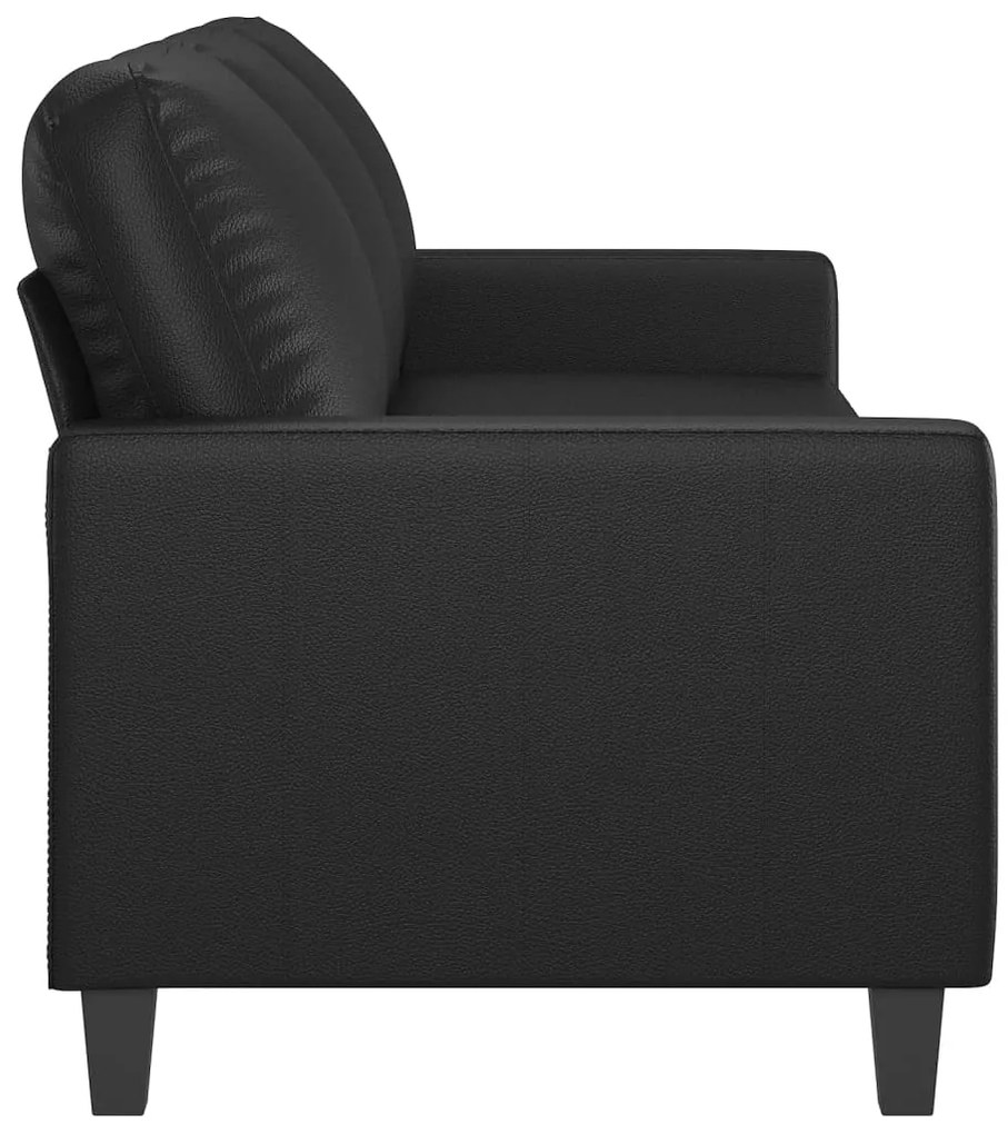 vidaXL Καναπές Τριθέσιος Μαύρος 180 εκ. από Συνθετικό Δέρμα