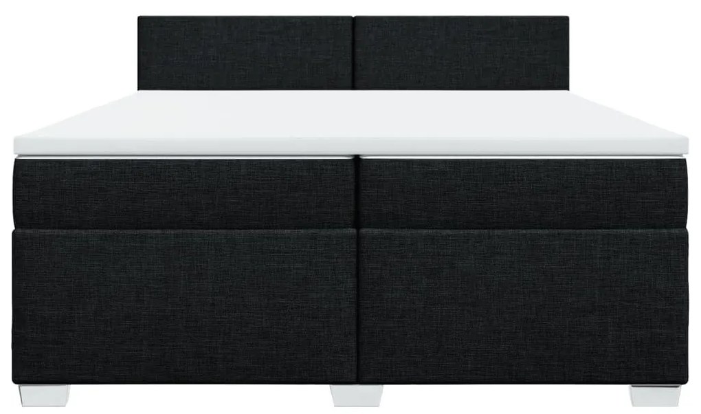 Κρεβάτι Boxspring με Στρώμα Μαύρο 200x200 εκ. Υφασμάτινο - Μαύρο