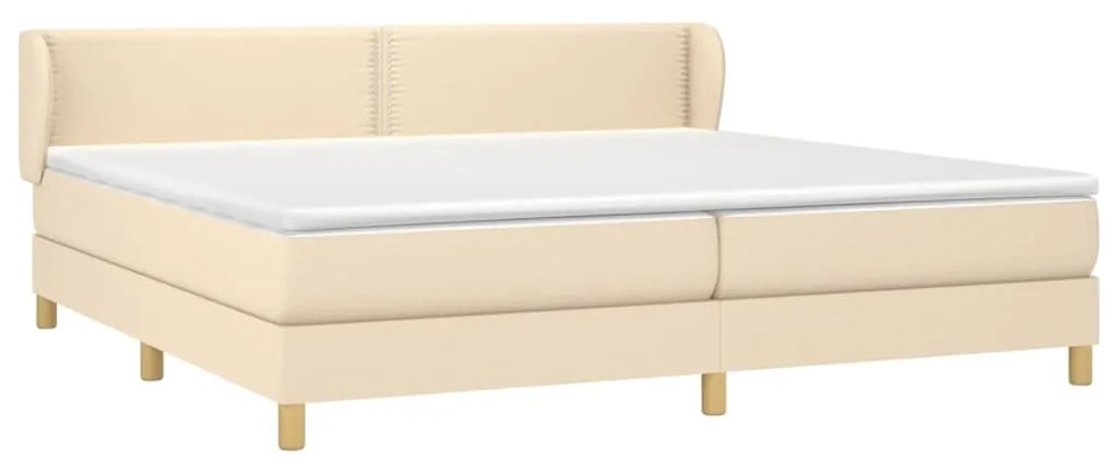 vidaXL Κρεβάτι Boxspring με Στρώμα Κρεμ 200x200 εκ. Υφασμάτινο