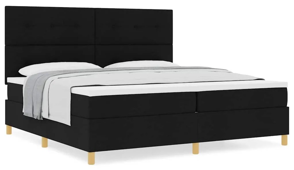 vidaXL Κρεβάτι με ελατήρια με στρώμα Μαύρο 200 x 200 cm ύφασμα