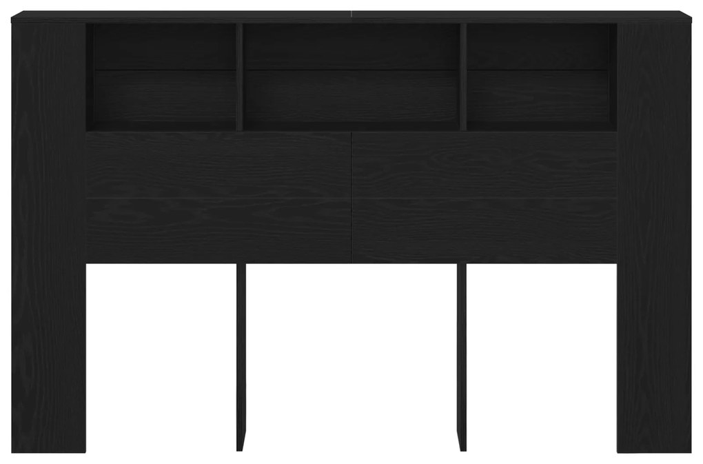 vidaXL Κεφαλάκι Κρεβατιού Μαύρο Δρυς - 160x19x104.5 εκ. Κατασκευασμένο από Επεξεργασμένο Ξύλο