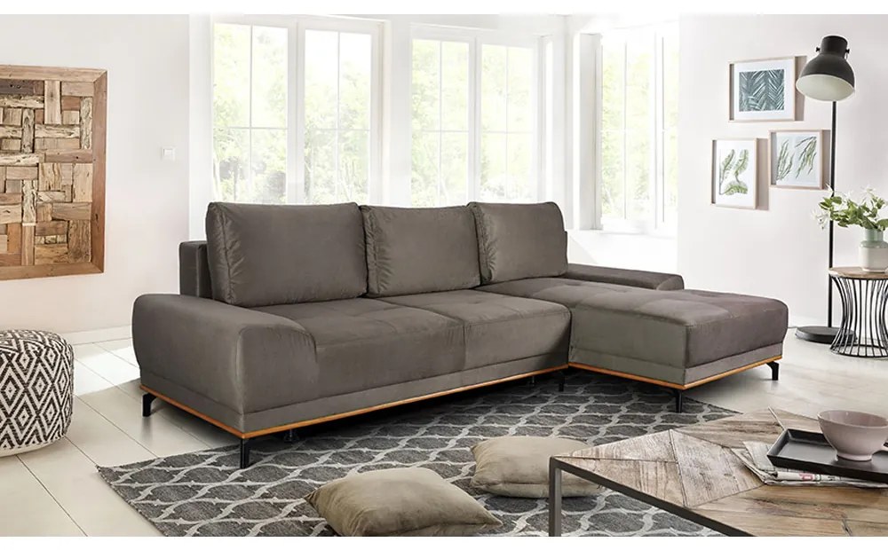 NATURA ΚΑΝΑΠΕΣ ΚΡΕΒΑΤΙ ΓΩΝΙΑ ΔΕΞΙΑ TAUPE 283x164xH90cm - 01-2643