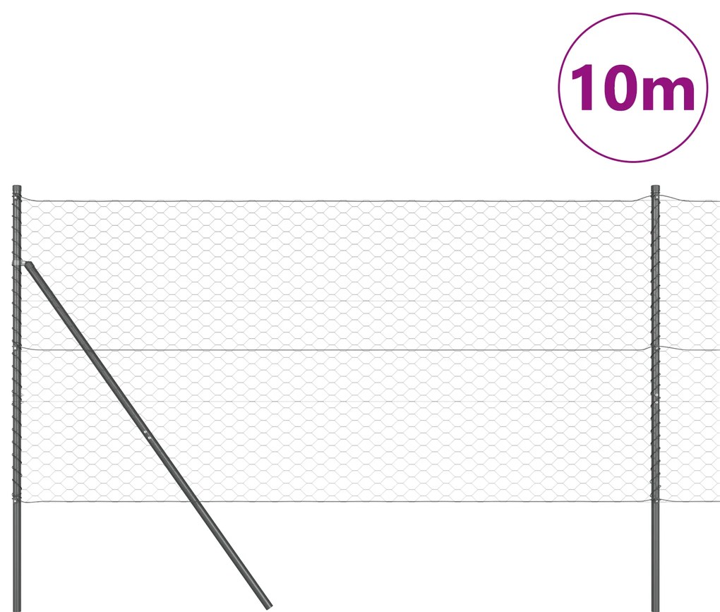 vidaXL Εξάγωνος φράχτης Γκρι 1.2x10 μ Ατσάλι