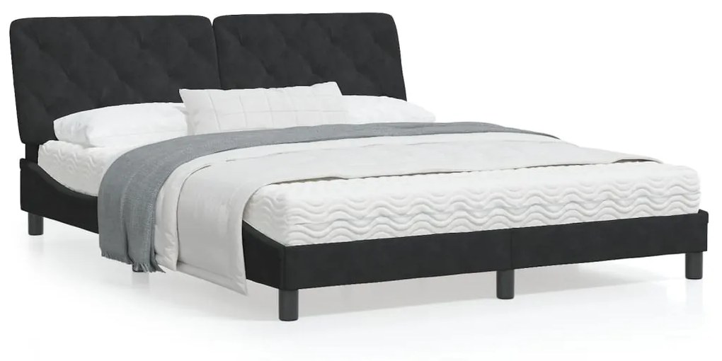 vidaXL Κρεβάτι με Στρώμα Μαύρο 160x200 εκ. Βελούδινο