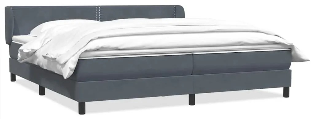 Box Spring Κρεβάτι με στρώματα Σκούρο γκρι 200x210 cm Βελούδινο - Γκρι