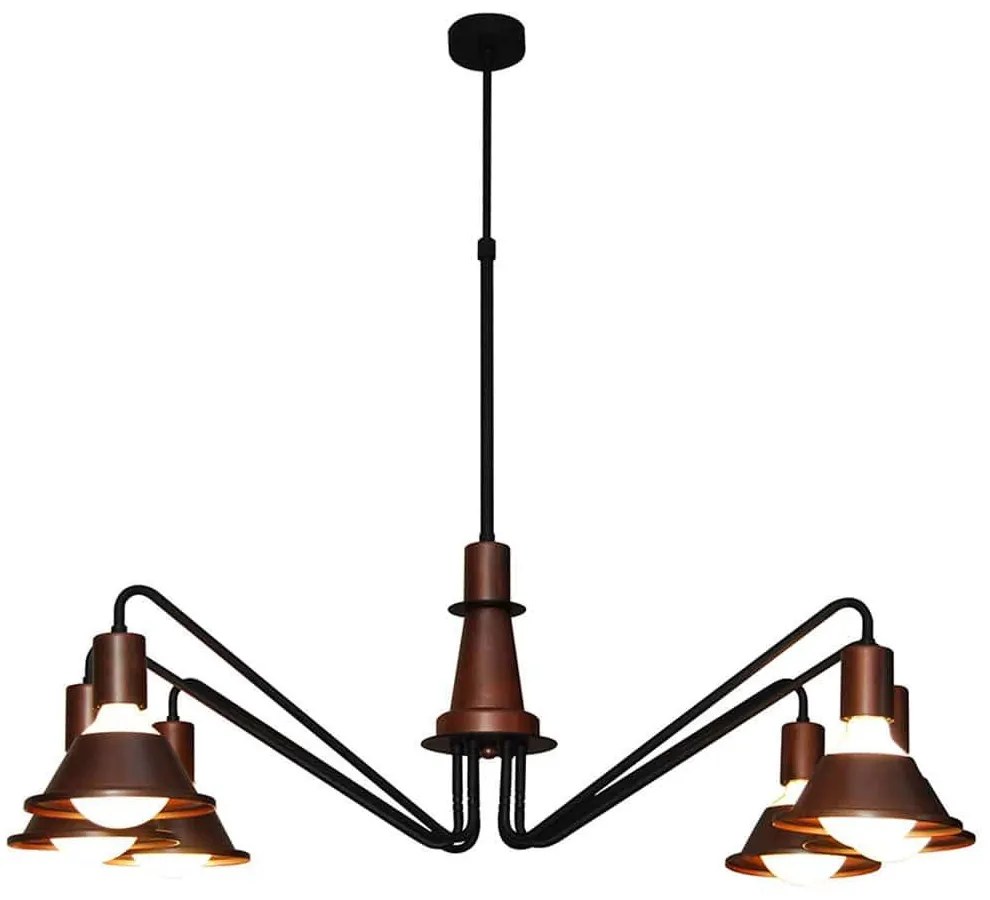 Φωτιστικό Οροφής Κρεμαστό Led HL-3521-6 77-3765 Emily Old Copper &amp; Black  Homelighting Metal