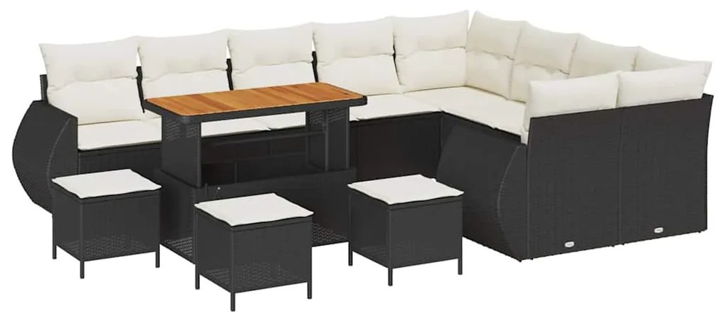 vidaXL Σετ Καναπέ Κήπου 13 pcs Μαύρο και κρεμ 110 x 55 x 71 εκ