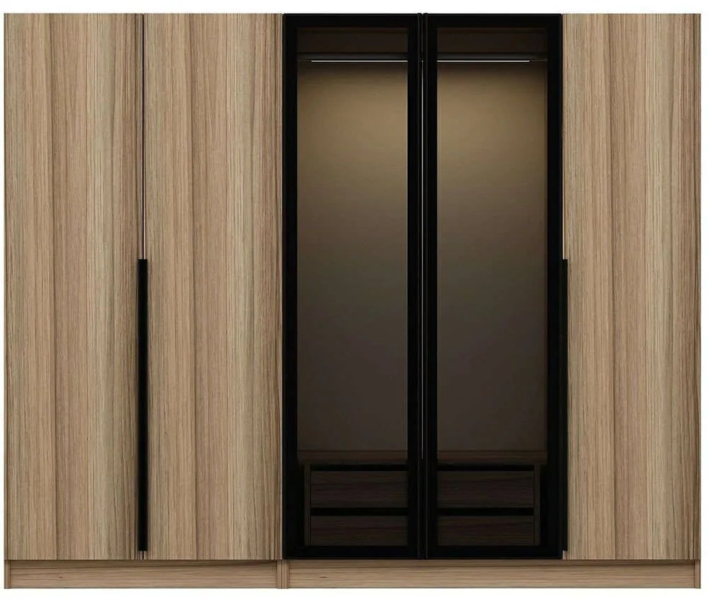 Ντουλάπα Πεντάφυλλη Kale Plus 506MNR2608 225x52x210cm Oak-Black Five Door