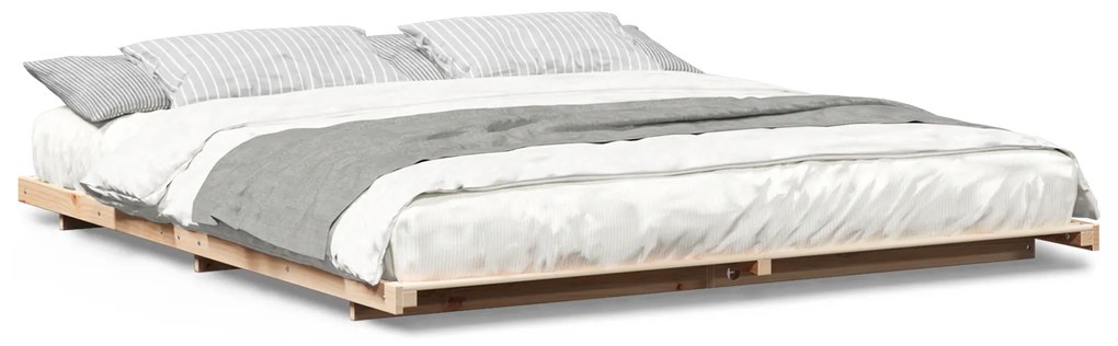 vidaXL Κρεβάτι δαπέδου Καφέ 200 x 200 cm Μασίφ ξύλο πεύκου