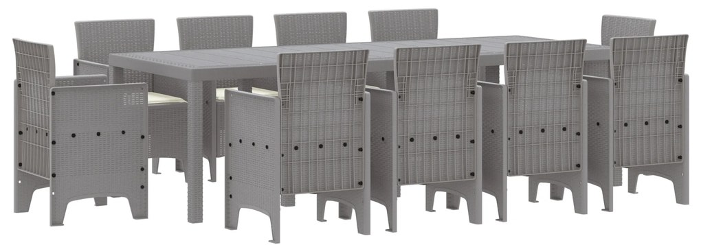 vidaXL Σετ Τραπεζαρίας Κήπου 11 pcs Ανοιχτό γκρι 250 x 100 x 73 εκ