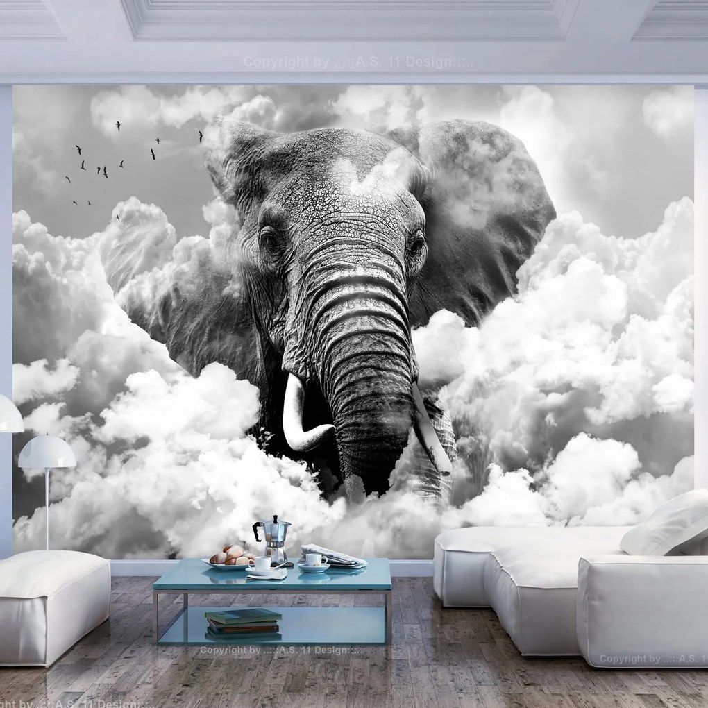 Φωτοταπετσαρία - Elephant in the Clouds (Black and White) 250x175