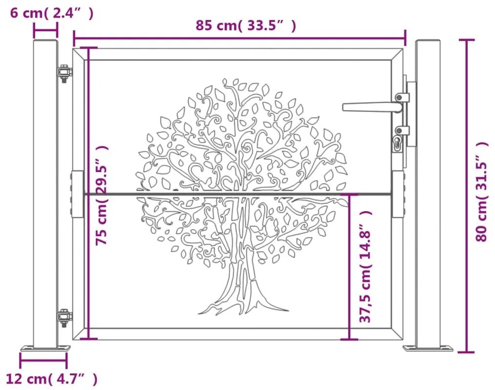 Πύλη Κήπου Σχέδιο Δέντρο Ανθρακί 105 x 80 εκ. Ατσάλινη - Ανθρακί