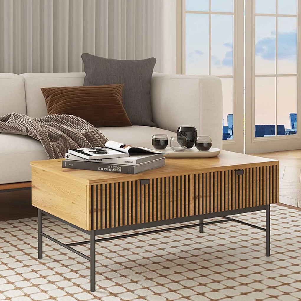 Τραπέζι Σαλονιoύ Με 2 Συρτάρια &amp; Ράφι (98x60x45) Spitishop Sequence CT01