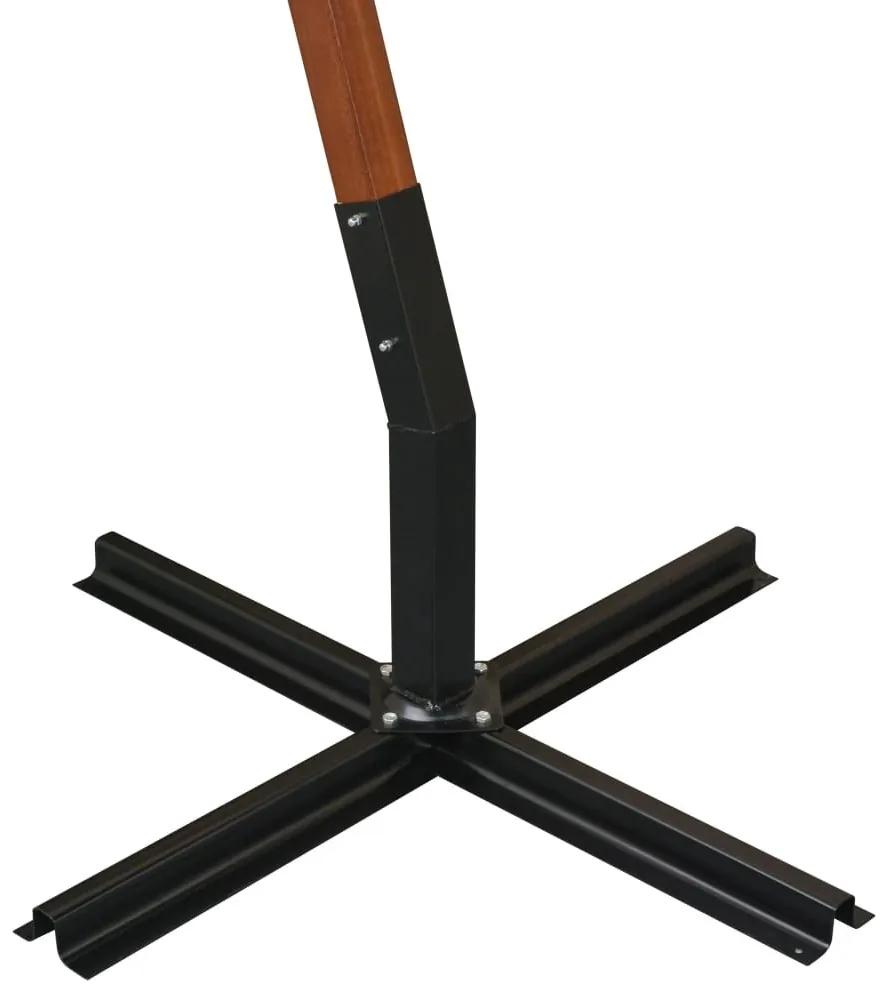 Ομπρέλα Κρεμαστή με Ιστό Τερακότα 3,5x2,9 μ. Μασίφ Ξύλο Ελάτης - Καφέ