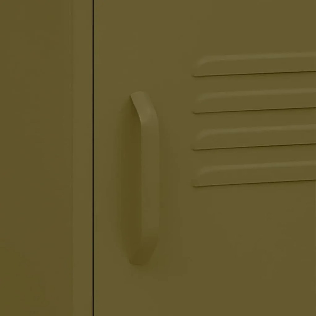 vidaXL Κομοδίνο Πράσινο Λαδί 35 x 35 x 51 εκ. από Ατσάλι