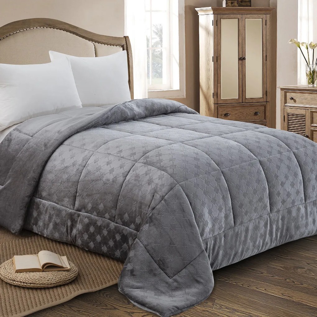 Κουβερτοπάπλωμα Μονό (160x220) AdamHome 825 Grey