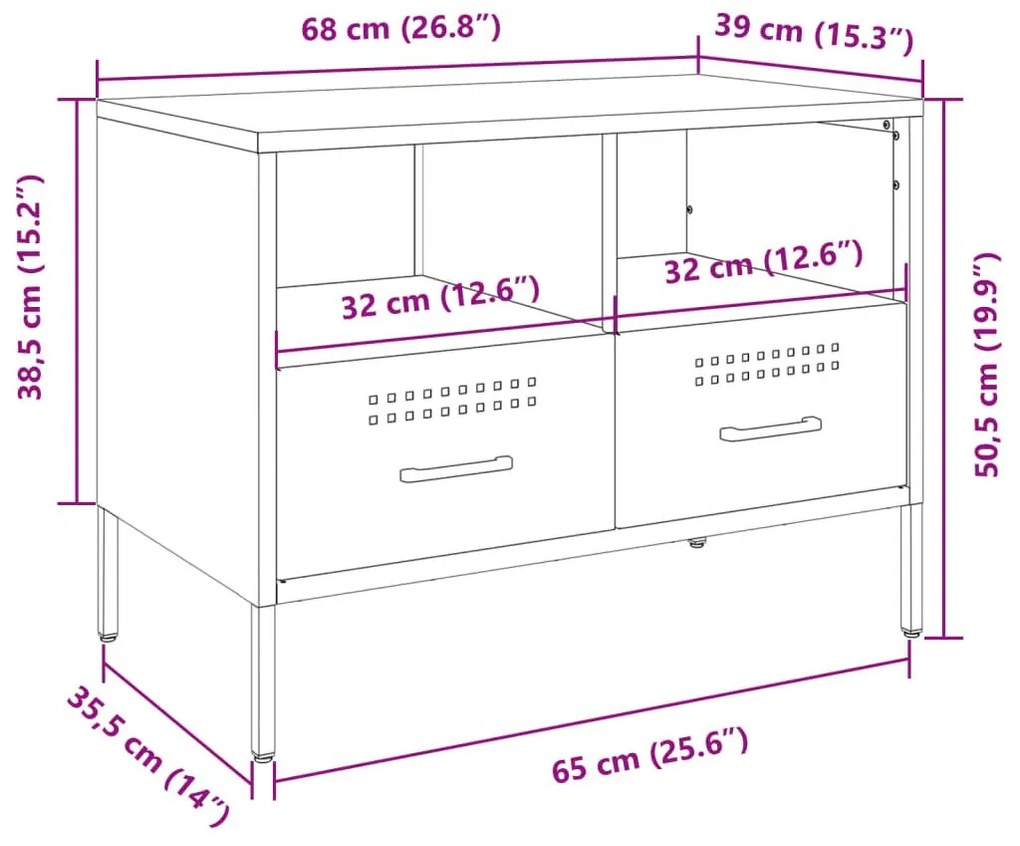 Έπιπλο Τηλεόρασης Μουσταρδί Κίτρινο 68x39x50,5 εκ. από Ατσάλι - Κίτρινο