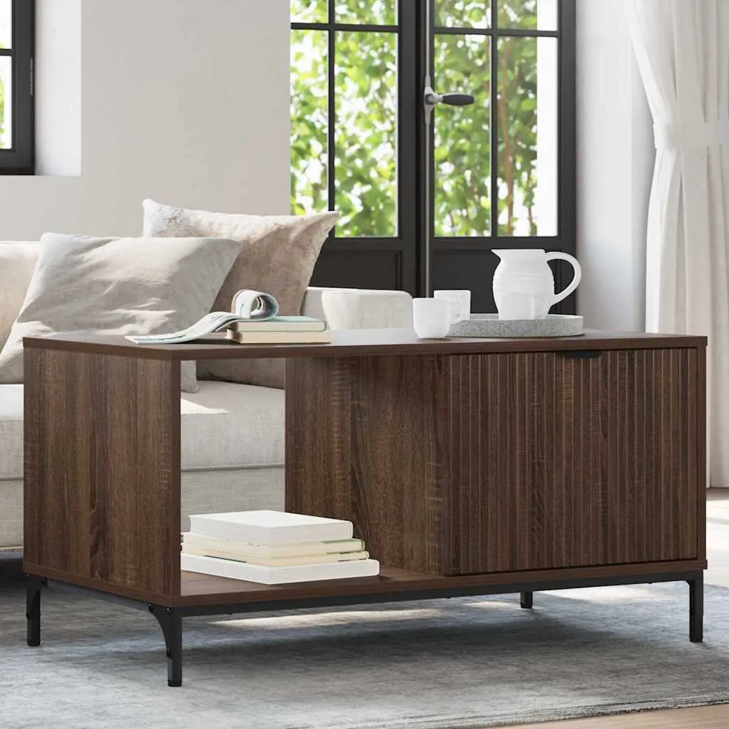 vidaXL Τραπεζάκι σαλονιού με συρτάρι Καφέ δρυς 90 x 49 x 46 εκ.