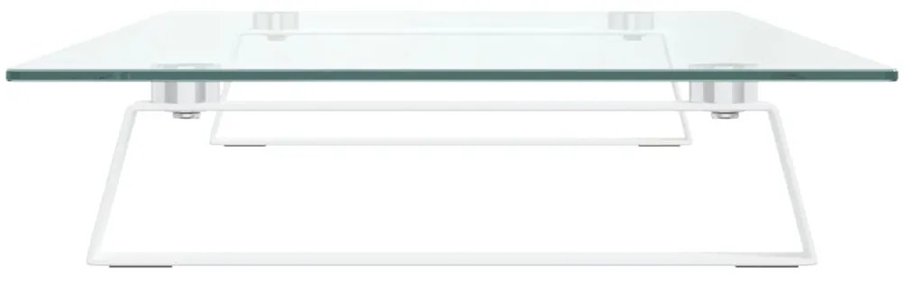vidaXL Βάση Οθόνης Λευκή 80 x 35 x 8 εκ. από Ψημένο Γυαλί και Μέταλλο