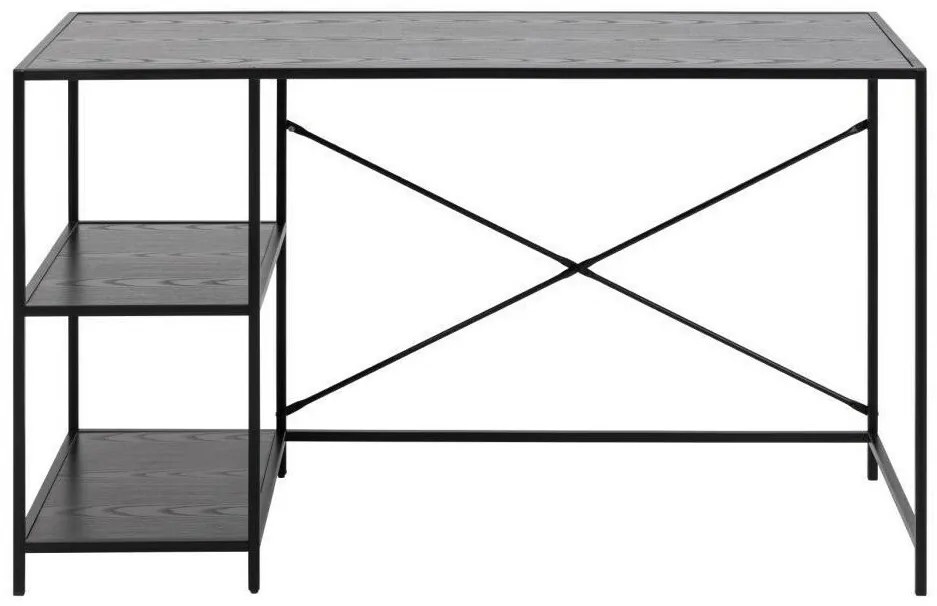 Τραπέζι γραφείου Oakland H154, 75x130x60cm, Γκρι δρυς, Μαύρο
