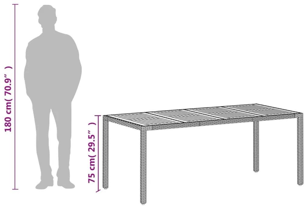 Τραπέζι Κήπου Μπεζ 190x90x75εκ. Συνθετικό Ρατάν / Ξύλο Ακακίας - Μπεζ