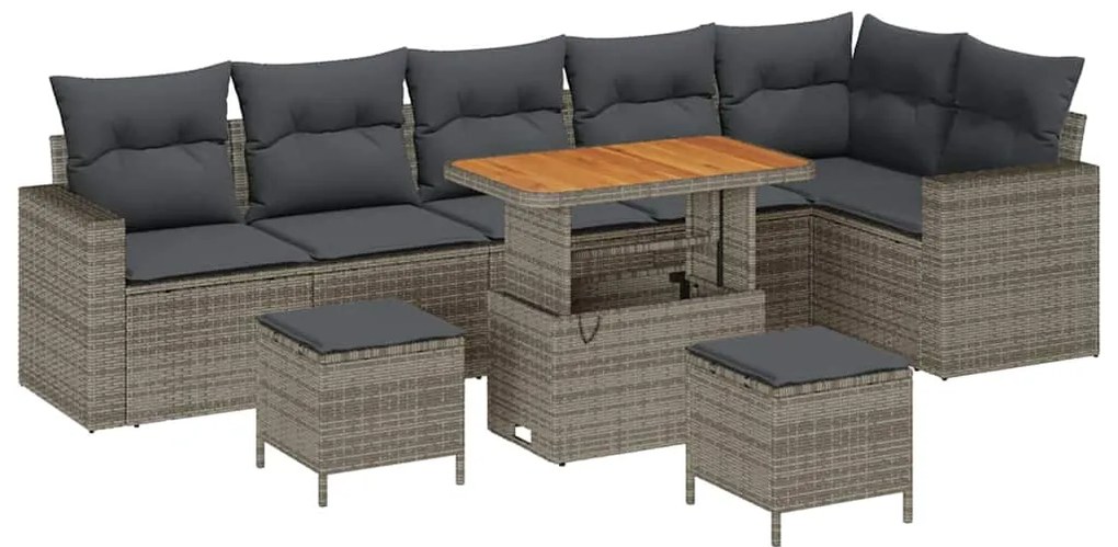 vidaXL Σετ Καναπέ Κήπου με μαξιλάρι 9 pcs Γκρι 90 x 55 x 71 cm