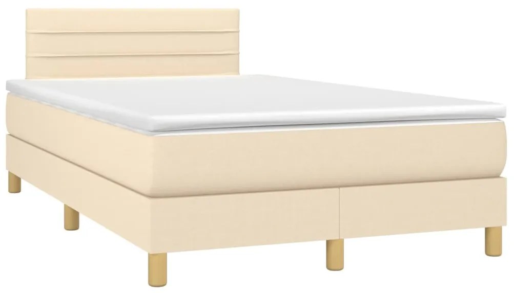 Κρεβάτι Boxspring με Στρώμα Κρεμ 120x200 εκ. Υφασμάτινο - Κρεμ