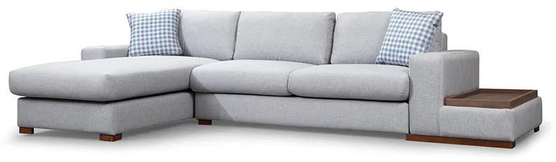 Γωνιακός καναπές PWF-0537 δεξιά γωνία ύφασμα γκρι-καρυδί 332x194x85εκ Υλικό: FABRIC - WOOD 071-001196