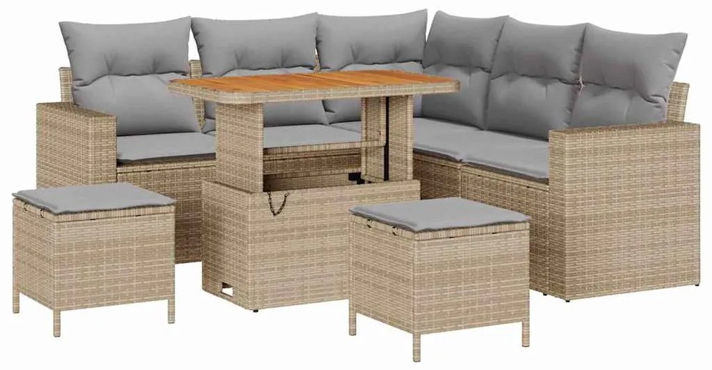 vidaXL Σετ Καναπέ Κήπου 8 pcs Μπεζ συνθετικό ρατάν