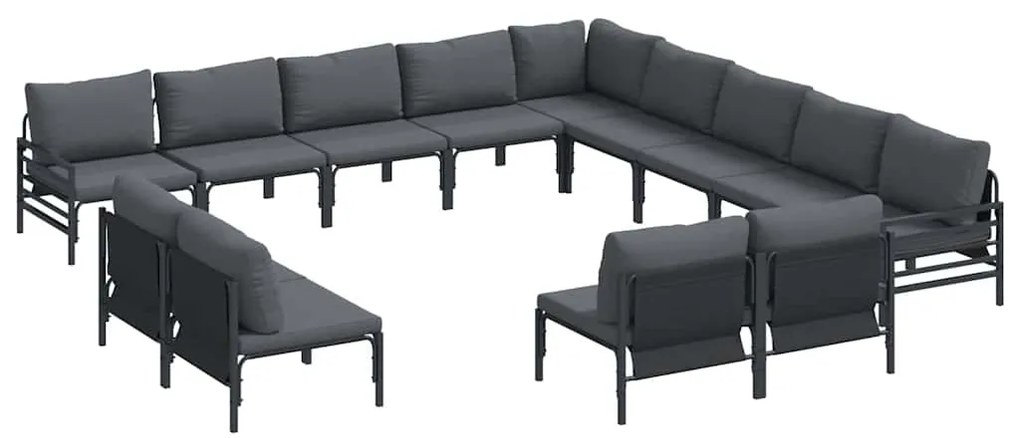 vidaXL Σετ Καναπέ Κήπου με μαξιλάρι 13 pcs Ανθρακί Ατσάλι