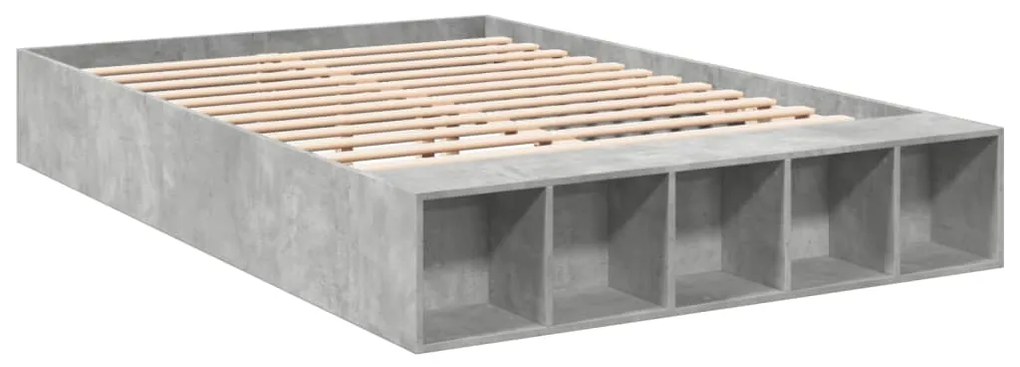 vidaXL Πλαίσιο Κρεβατιού Γκρι Σκυροδέματος 150x200 εκ. Επεξεργ. Ξύλο