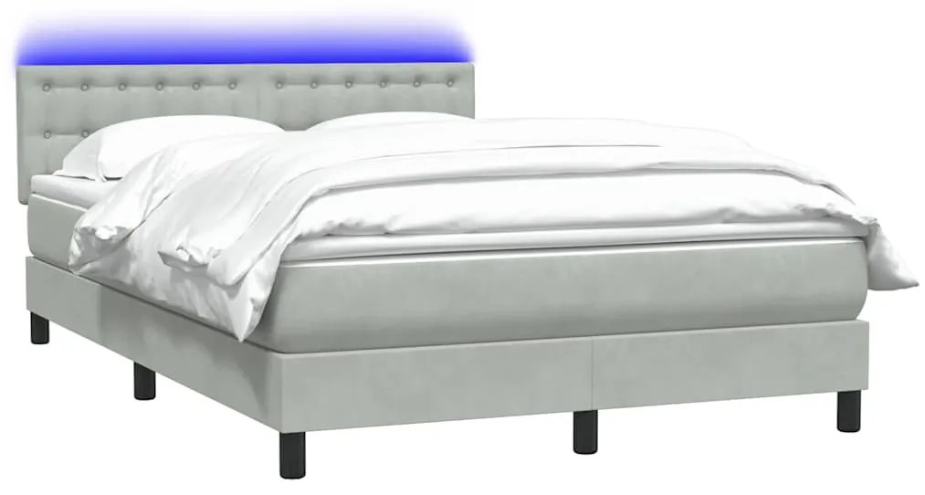 vidaXL Κρεβάτι Boxspring με Στρώμα Ανοιχτό Γκρι 160x220 εκ. Βελούδινο