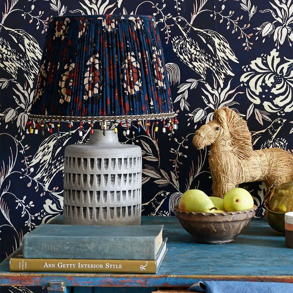Φωτιστικό Επιτραπέζιο Flourish Blue-Colosseum White-Multi MindTheGap Wood, Fabric