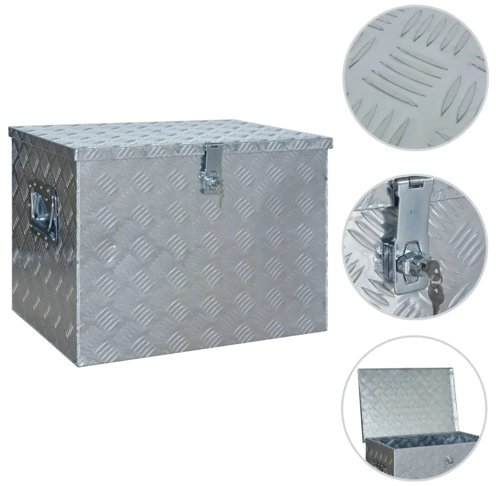vidaXL Κουτί Αποθήκευσης Ασημί 610 x 430 x 455 εκ. Αλουμινίου