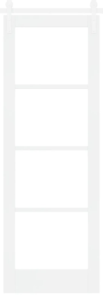 vidaXL Συρόμενη Πόρτα με Σετ Εξαρτημάτων "ORKDAL" Λευκό Συμπαγές Ξύλο & Γυαλί