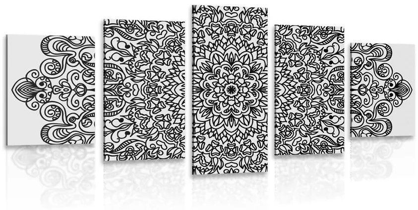 Στολίδι 5 τμημάτων με μοτίβο λουλουδιών σε ασπρόμαυρο - 100x50