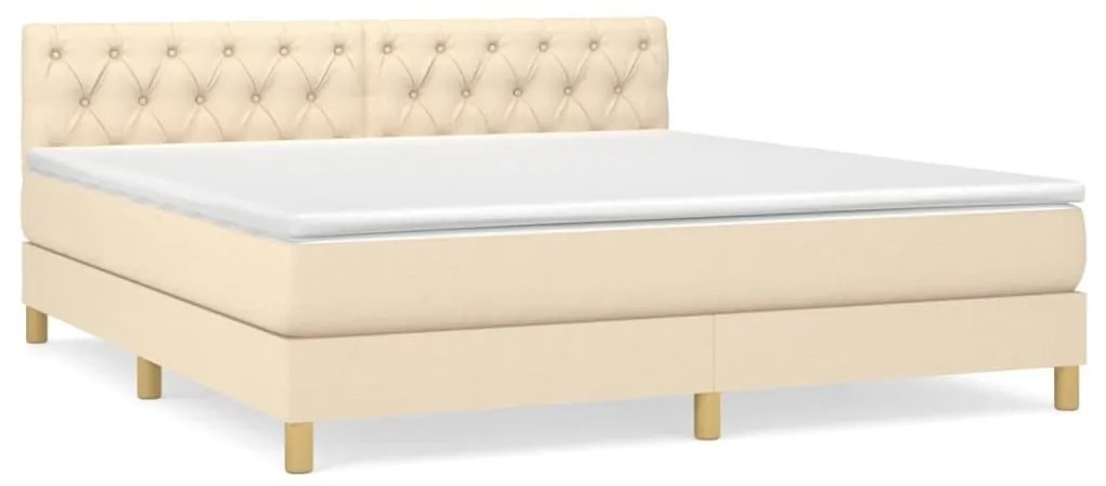 Κρεβάτι Boxspring με Στρώμα Κρεμ 160x200 εκ. Υφασμάτινο - Κρεμ