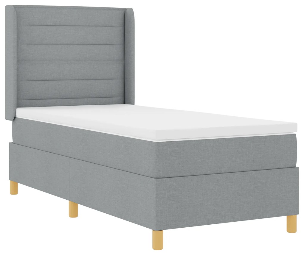 vidaXL Κρεβάτι με Στρώμα Box Spring & Φωτισμό LED Γκρι 100x200 εκ Fabric