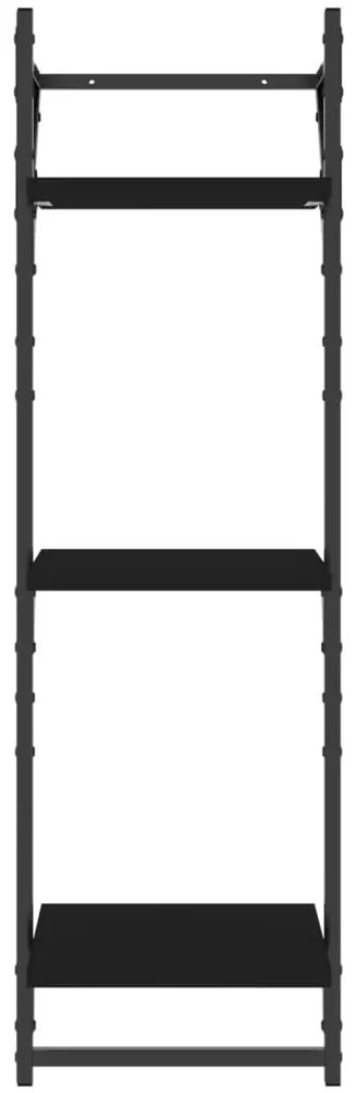vidaXL Ράφια Τοίχου 3 Επιπέδων με Μπάρα 2 τεμ. Μαύρα 30x25x100 εκ.