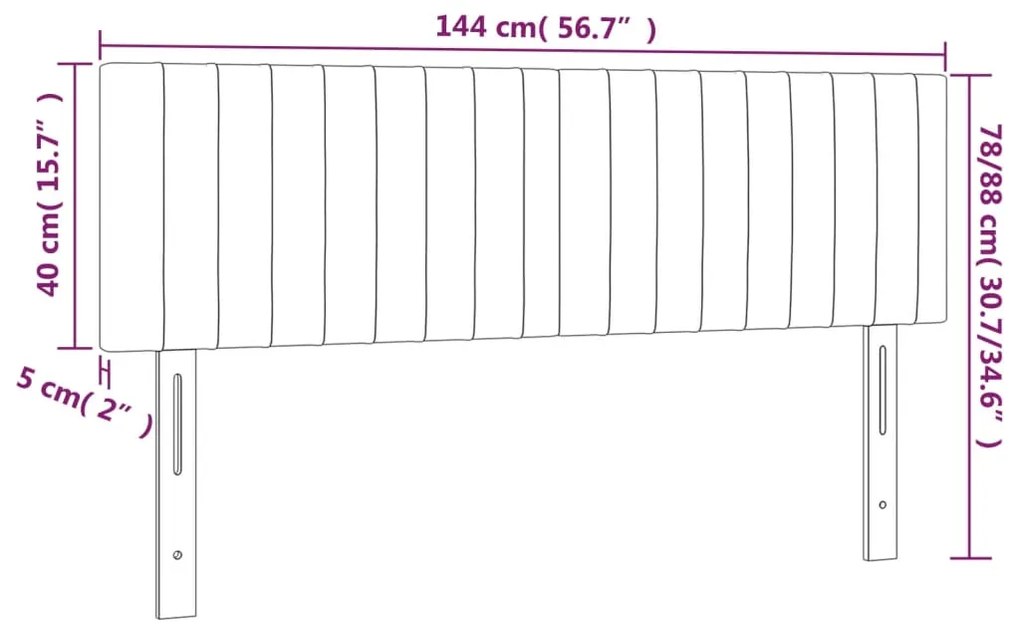 vidaXL Κεφαλάρι Κρεβατιού LED Μαύρο 144x5x78/88 εκ. Βελούδινο