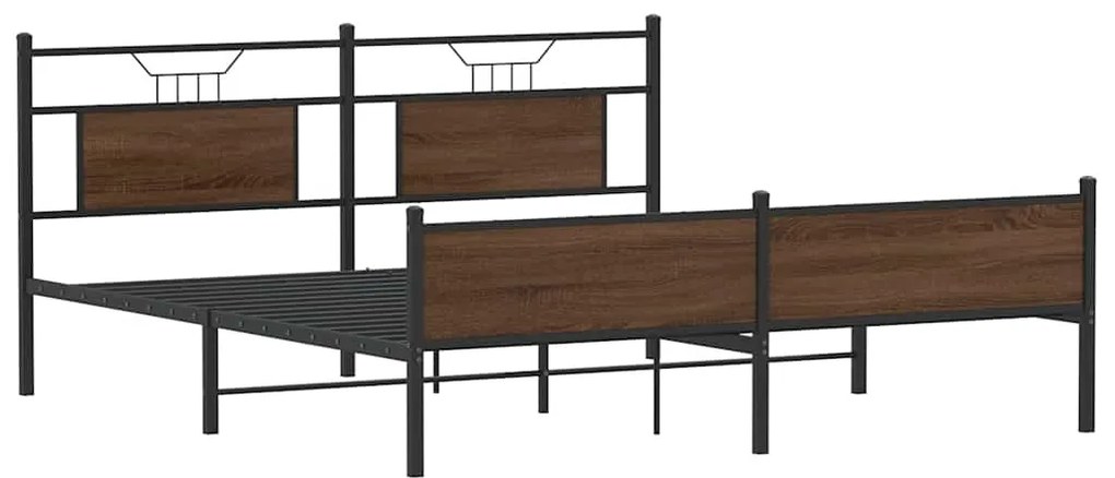 vidaXL Σκελετός Κρεβ. Χωρίς Στρώμα Καφέ Δρυς 160x200 εκ. Μεταλλικό