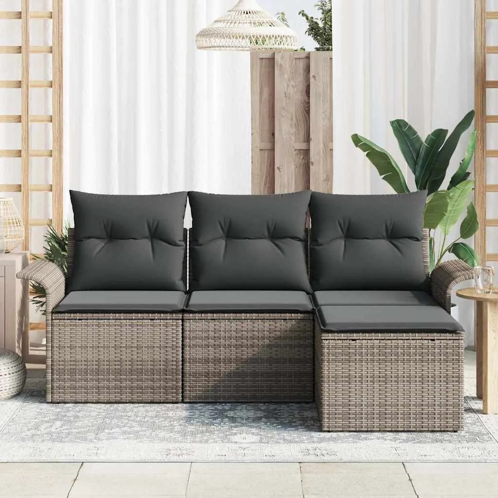 vidaXL Σετ Καναπέ Κήπου 4 pcs Γκρι 55 x 55 x 37εκ συνθετικό ρατάν