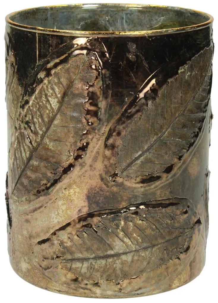 Κηροπήγιο ArteLibre Φύλλα Χρυσό Γυαλί 12x12x15cm-05152539