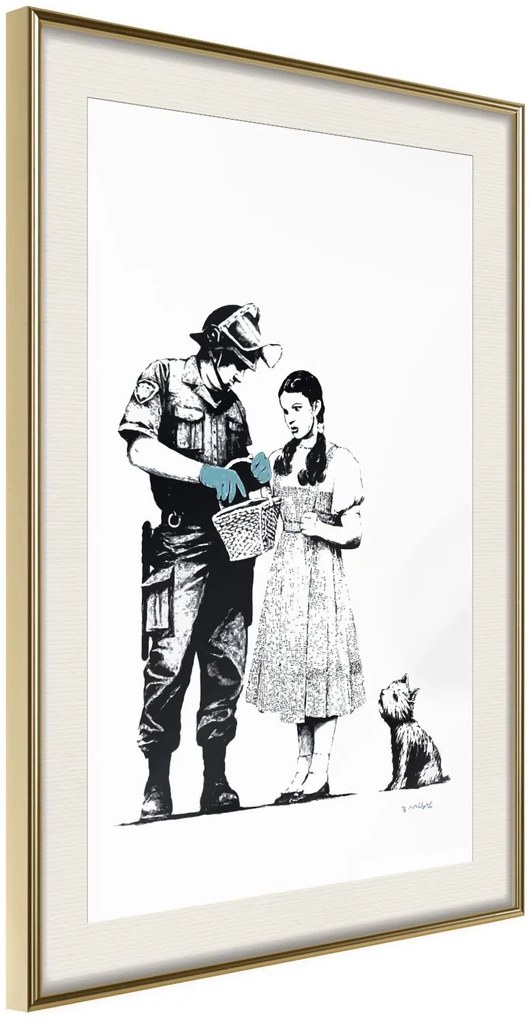 Αφίσα - Banksy: Stop and Search  - 40x60 - Χρυσό - Με πασπαρτού