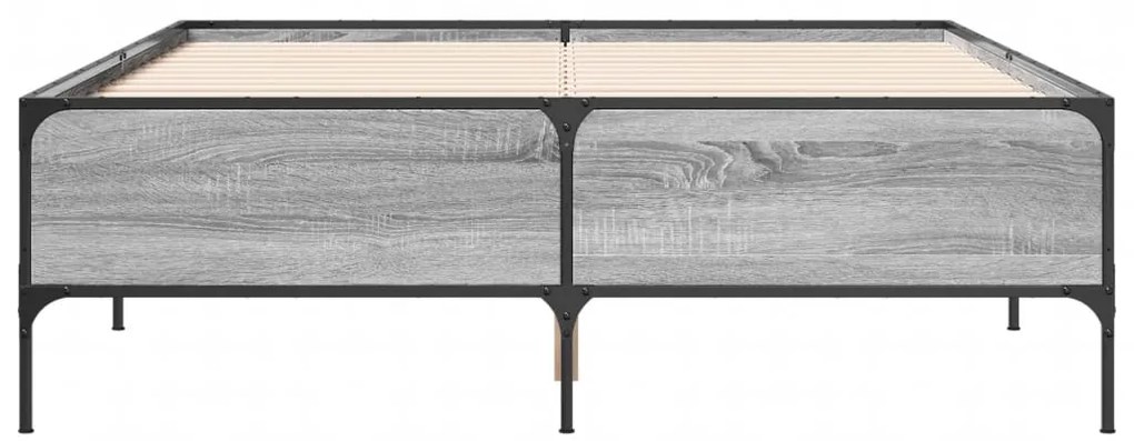 vidaXL Πλαίσιο Κρεβατιού Γκρι Sonoma 140x200 εκ. Επεξ. Ξύλο & Μέταλλο