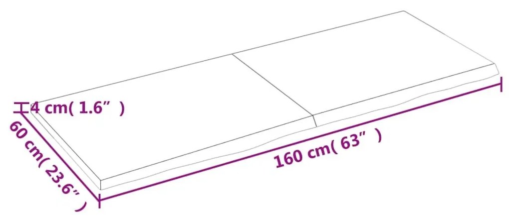 Ράφι Τοίχου Ανοιχτό Καφέ 160x60x(2-4)εκ. Επεξ. Μασίφ Ξύλο Δρυός - Καφέ