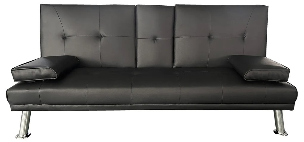 Καναπές Κρεβάτι Τριθέσιος ArteLibre ALFRED Μαύρο PU 164x76.5x79cm